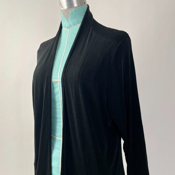 Chico's Travelers Collection Wrinkle Free Long Open Cardigan, Black, Size 2 (L) - Picture 5 of 8